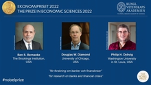 Giải Nobel Kinh tế tôn vinh nghiên cứu về ngân hàng và khủng hoảng tài chính