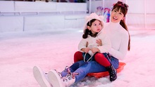 Siêu mẫu Hà Anh đưa con gái nhỏ trải nghiệm trượt tuyết