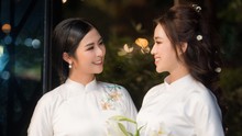 Đỗ Hà trình diễn áo dài '12 mùa hoa' của 'đàn chị' Ngọc Hân