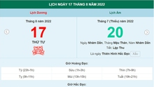 Lịch âm 17/8, xem lịch thứ Tư ngày 17 tháng 8 năm 2022 là ngày tốt hay xấu?