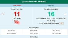 Lịch âm 11/9, xem lịch Chủ nhật ngày 11 tháng 9 năm 2022 là ngày tốt hay xấu?