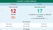 Lịch âm 12/9, xem lịch thứ Hai ngày 12 tháng 9 năm 2022 là ngày tốt hay xấu?