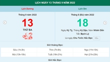 Lịch âm 13/9, xem lịch thứ Ba ngày 13 tháng 9 năm 2022 là ngày tốt hay xấu?