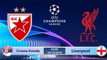 Trực tiếp Crvena Zvezda vs Liverpool (00h55, 07/11) trên kênh nào?
