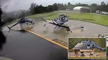 VIDEO: Kinh hoàng cảnh 2 trực thăng 'chém nhau' nát bươm bằng cánh quạt vì khoảng cách đỗ quá gần