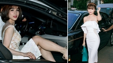 Ngọc Duyên đọ xe cùng Diệp Lâm Anh tại show thời trang của siêu mẫu Vũ Thu Phương