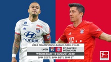 Link xem trực tiếp bóng đá. Lyon vs Bayern Munich. Xem trực tiếp bóng đá cúp C1