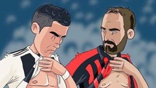 Biếm họa: Ronaldo ‘6 múi’ cho Higuain bụng phệ hít khói