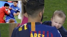 Con trai cắn vai Suarez ngày Barca đăng quang khiến mạng xã hội xôn xao