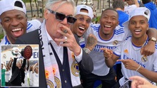 ‘Bố già’ Ancelotti hút xì gà, ăn mừng cực ngầu sau chiến tích vô địch La Liga