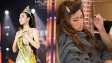Loạt ảnh Hoa hậu Thiên Ân ngủ gật lúc trang điểm khiến dân tình xót xa