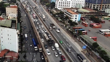 Cảnh sát Giao thông tuần tra, ghi hình xe vi phạm trên tuyến cầu Thanh Trì- Vành đai 3