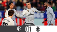 Video clip Huesca 0-1 Real Madrid: Gareth Bale giúp Real trở lại Top 4