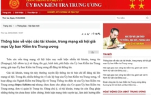 Cảnh giác với các fanpage giả mạo Ủy ban Kiểm tra Trung ương
