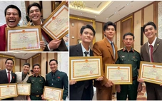 Dàn diễn viên 'Mưa đỏ' vỡ òa cảm xúc khi nhận bằng khen từ Bộ Quốc phòng