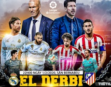 Nhận định bóng đá derby Real Madrid vs Atl. Madrid (22h00 ngày 1/2). Vòng 22 La Liga