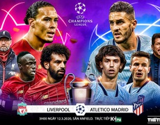  Liverpool vs Atletico Madrid (3h00 ngày 12/3). Lượt về vòng 16 Cúp C1. Trực tiếp K+PM