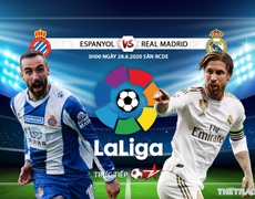 Nhận định bóng đá bóng đá Espanyol - Real Madrid. Trực tiếp bóng đá Vòng 32 La Liga. BĐTV