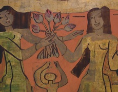 Tranh của danh họa Nguyễn Sáng trưng bày tại Triển lãm kỷ niệm 50 ngày thống nhất