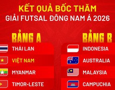 Đội tuyển futsal Việt Nam chung bảng với Thái Lan tại giải Đông Nam Á 2026