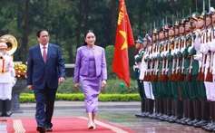 Thủ tướng Phạm Minh Chính chủ trì lễ đón Thủ tướng Thái Lan Paetongtarn Shinawatra