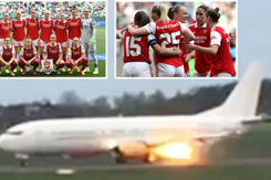 Máy bay chở đội Arsenal bốc cháy dữ dội ngay trên đường băng