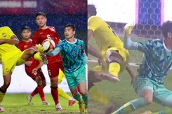 Cận cảnh cầu thủ Malaysia phạm lỗi với Văn Chuẩn, U22 Việt Nam nhận bàn thua oan ức