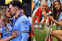 Pep hôn vợ, Haaland khoe cúp bên bạn gái trong khi De Bruyne hân hoan bên các con ngày Man City vô địch C1