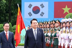 Chủ tịch nước Võ Văn Thưởng chủ trì Lễ đón Tổng thống Hàn Quốc Yoon Suk Yeol