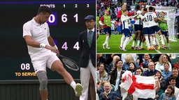 Trận đấu của Djokovic bị gián đoạn vì CĐV Anh ăn mừng chiến thắng của đội nhà ở EURO