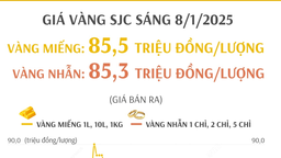 Giá vàng SJC sáng 8/1/2025