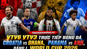VTV6 VTV3 trực tiếp bóng đá World Cup 2026: Panama vs Anh, Croatia vs Ghana (bảng L)