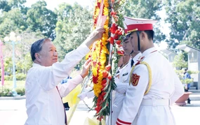 Tổng Bí thư Tô Lâm dâng hương tại Nghĩa trang Liệt sĩ Trà Võ