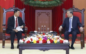 Tổng Bí thư Tô Lâm tiếp Bộ trưởng Bộ Công an Lào