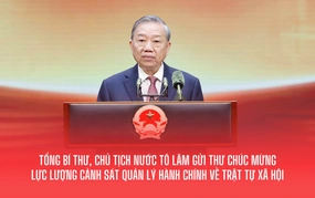Tổng Bí thư, Chủ tịch nước Tô Lâm gửi thư chúc mừng lực lượng Cảnh sát Quản lý hành chính về trật tự xã hội