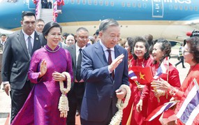 Tổng Bí thư, Chủ tịch nước Tô Lâm và Phu nhân bắt đầu thăm chính thức Vương quốc Thái Lan