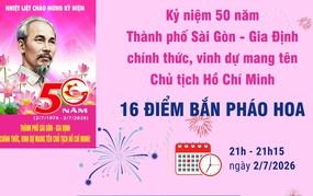 16 điểm bắn pháo hoa tại Thành phố Hồ Chí Minh dịp kỷ niệm 50 năm mang tên Bác 
