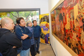 Triển lãm nghệ thuật sơn mài hướng tới chào mừng Đại hội Đảng toàn quốc lần thứ XIV