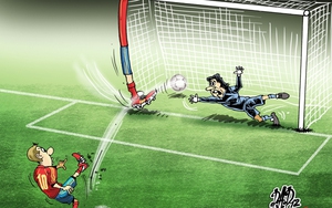 Cột dọc sân Donbass Arena hình như được "sản xuất" ở Tây Ban Nha