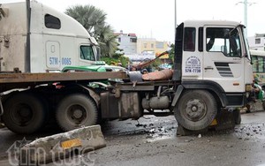 KINH HOÀNG: Xe container lao vào dòng xe dừng đèn đỏ