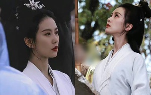 Lưu Thi Thi diện váy trắng tinh khôi trên phim trường