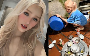 Ở phố là ‘hotgirl sang chảnh’, về quê Xoài Non cũng phải xắn tay áo rửa bát như ai