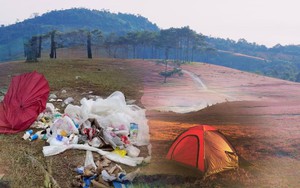 Dân tình phẫn nộ vì đồi cỏ hồng gần Đà Lạt bị xả đầy rác