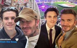 David Beckham lộ diện giữa tranh cãi đại sứ World Cup 2022, cùng quý tử điển trai gây bão ở khán đài Chung kết