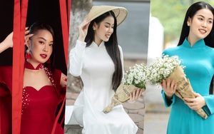 Á hậu Thu Hằng rạng rỡ với BST áo dài Tết của NTK Nguyễn Minh Long