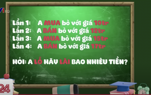 Câu đố từng đánh bại người đạt giải Olympic Toán quốc tế: "A mua bò giá 10 triệu, bán giá 12 triệu, lại mua 15 triệu, bán 17 triệu. Hỏi A lãi hay lỗ?" - Đáp án siêu dễ!