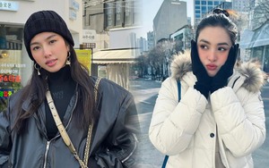 Thùy Tiên - Tiểu Vy cùng du hí Hàn Quốc, khoe dáng cực nuột ngay ngày đầu Xuân năm mới