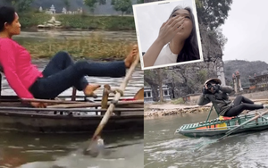 Du khách nước ngoài tròn mắt khi chứng kiến 'khả năng phi thường' của cô lái đò tại Ninh Bình