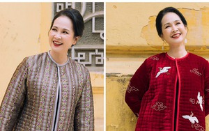 NSND Lan Hương rạng rỡ trong thiết kế chần bông độc đáo