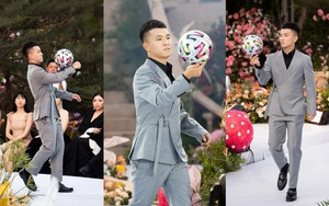 VĐV Đỗ Kim Phúc tâng bóng trên sàn diễn thời trang, chung sân khấu với Lâm Bảo Châu, Thuận Nguyễn